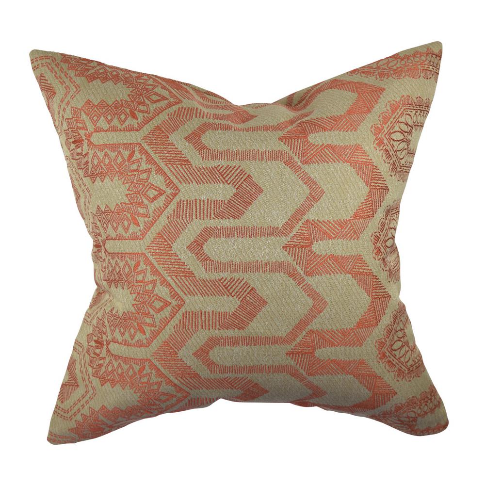 Vesper Lane Aztec Orange Geometric 18 In X 18 In Throw Pillow
