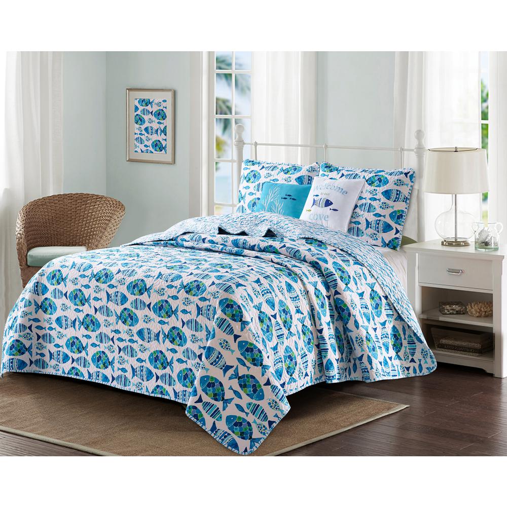 Seaside Resort 3 Piece Blue Welcome Cove Coastal Reversible Microfiber King Quilt Set 13358 The Home Depot - Coastal Comforters Bedding Sets Seaside Resort 3 Piece Blue Welcome Cove Coastal Reversible Microfiber King Quilt Set 13358 The Home Depot - Coastal Comforters Bedding Sets