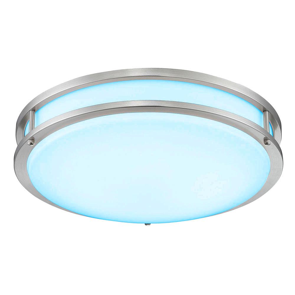 Designers Fountain Voice Control Colors 14 In Brushed Nickel Smart Led Flush Mount