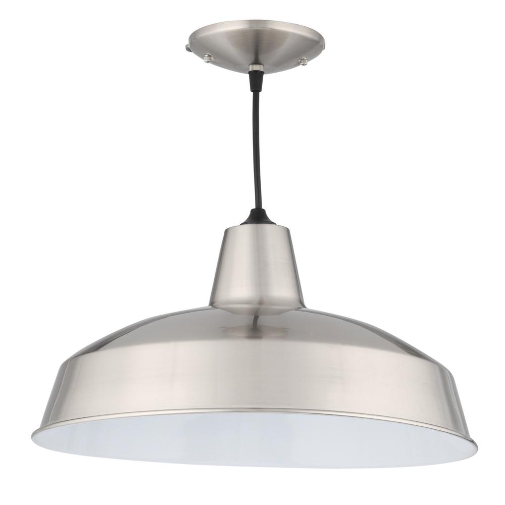 Hampton Bay 1 Light Brushed Nickel Warehouse Pendant Af 1032r The Home Depot - Hampton Bay Warehouse Pendant