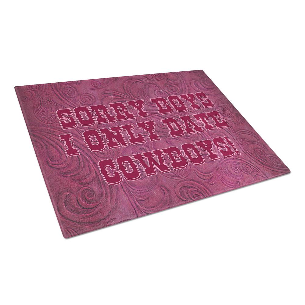 Caroline S Treasures Sorry Boys I Only Date Cowboys In Pink Tempered Sorry Boys I Only Date Cowboys In Pink Tempered Gl Large Cutting Board