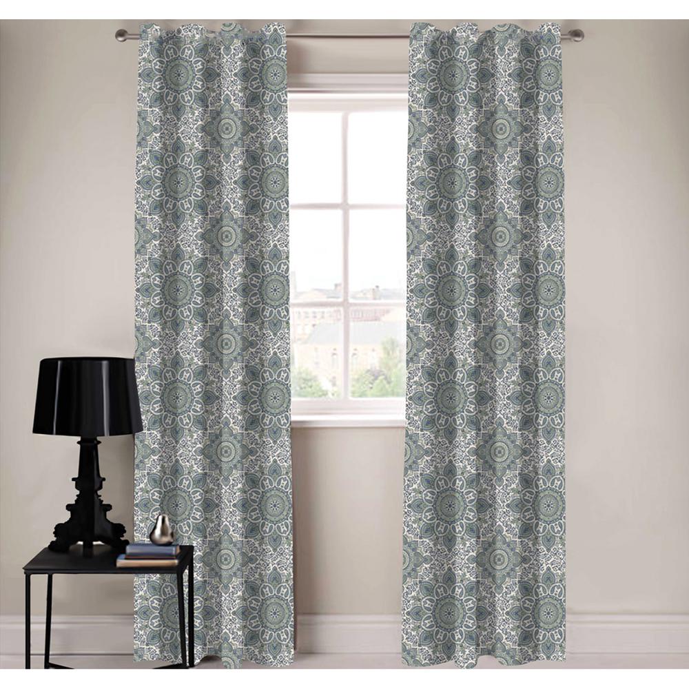 A1 Home Collections Nolan Paisley Designer Organic Cotton Drapery In A1 Home Collections Nolan Paisley Designer Organic Cotton Drapery In Green White 50