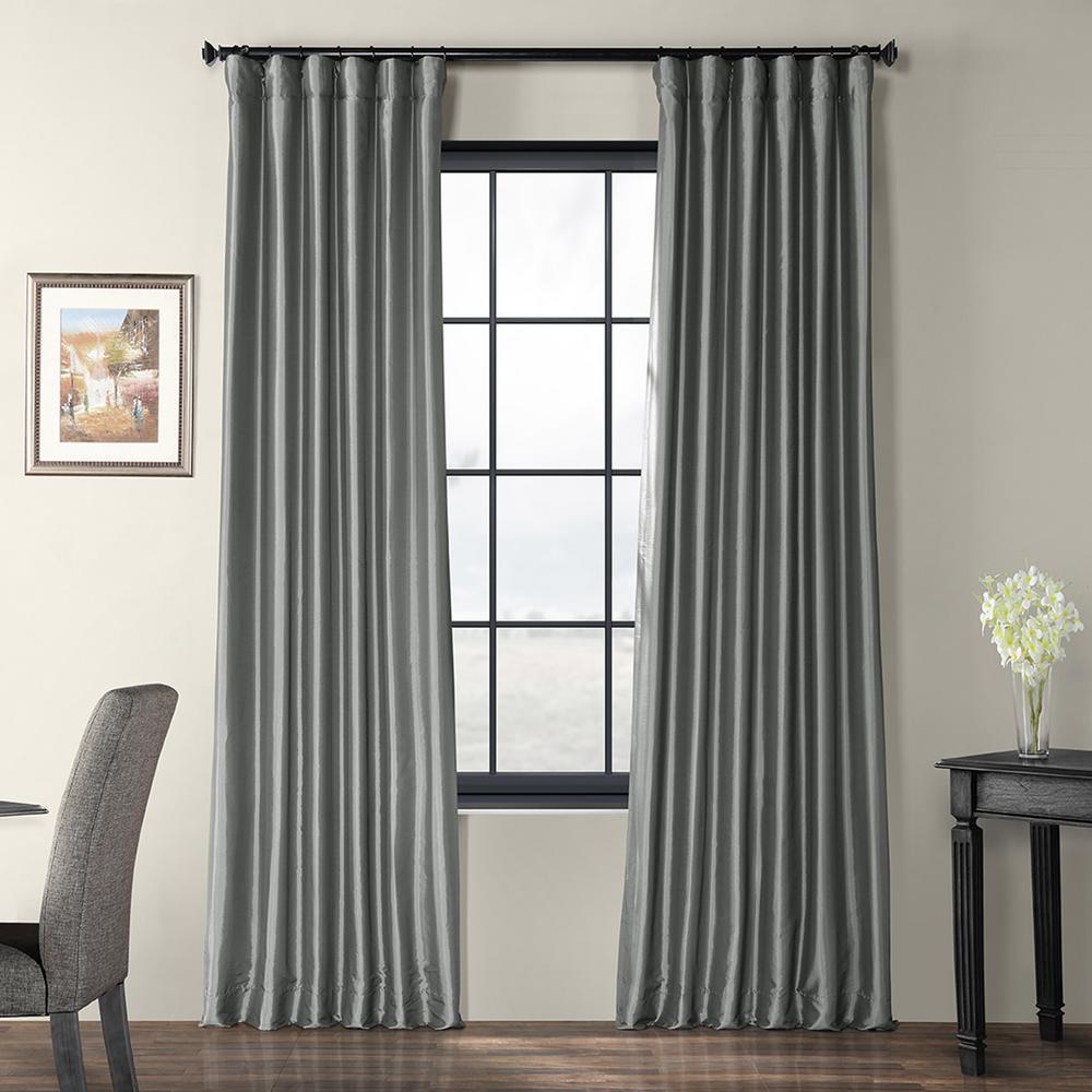 Exclusive Fabrics & Furnishings Platinum Gray Faux Silk Taffeta Light