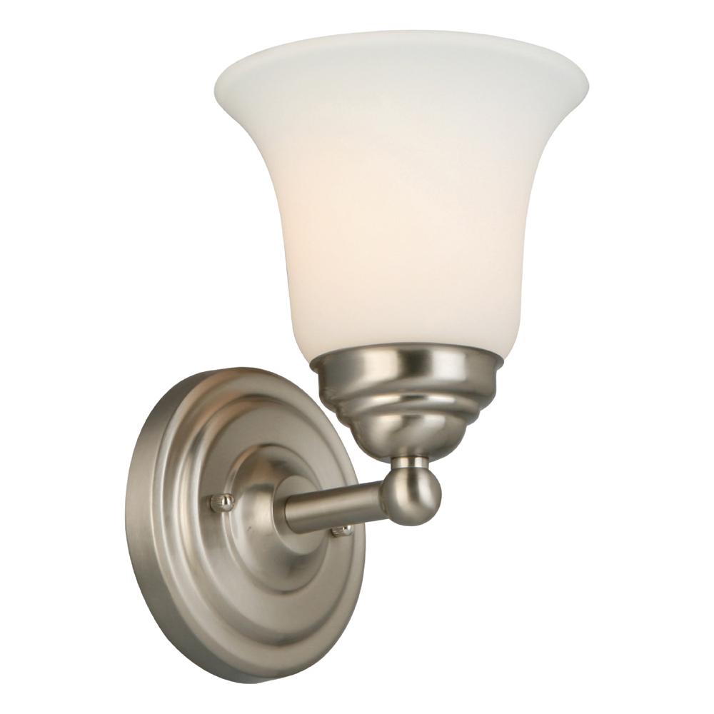 Hampton Bay 1 Light Brushed Nickel Wall Sconce Lt1000 The Home Depot