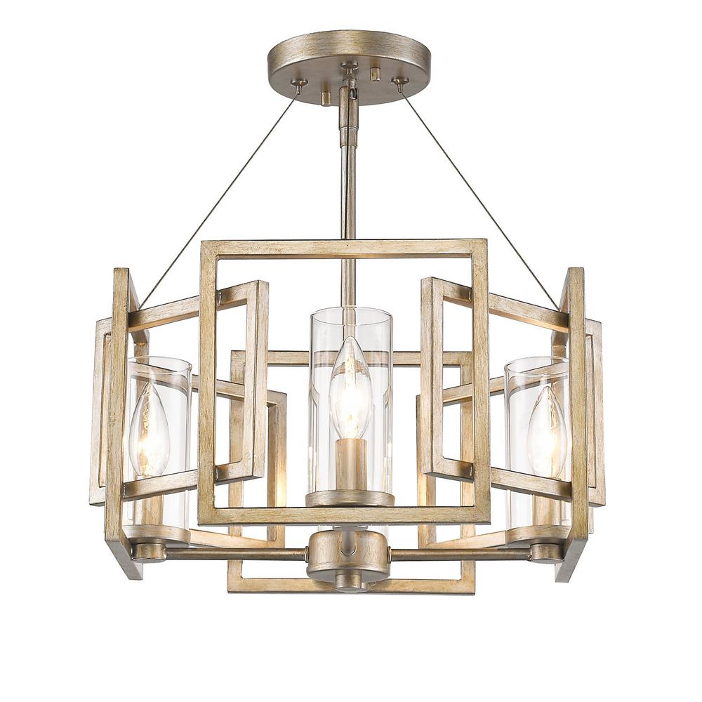 Golden Lighting Marco 4 Light White Gold Semi Flushmount 6068 Sf Wg Golden Lighting Marco 4 Light White Gold Semi Flushmount