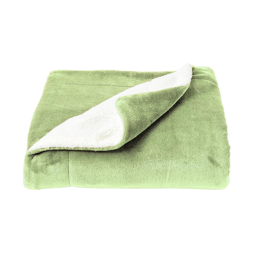 Lavish Home Aloe Green And White Throw Blanket 66hd Throw008 The Aloe Green And White Throw Blanket