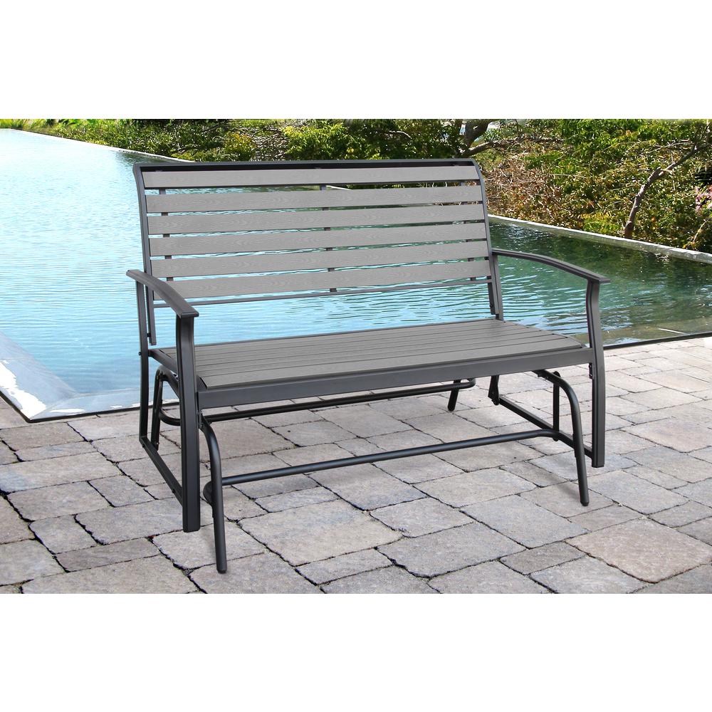 Liberty Garden Metal Outdoor Black Harrington 2 Seat Glider SPI