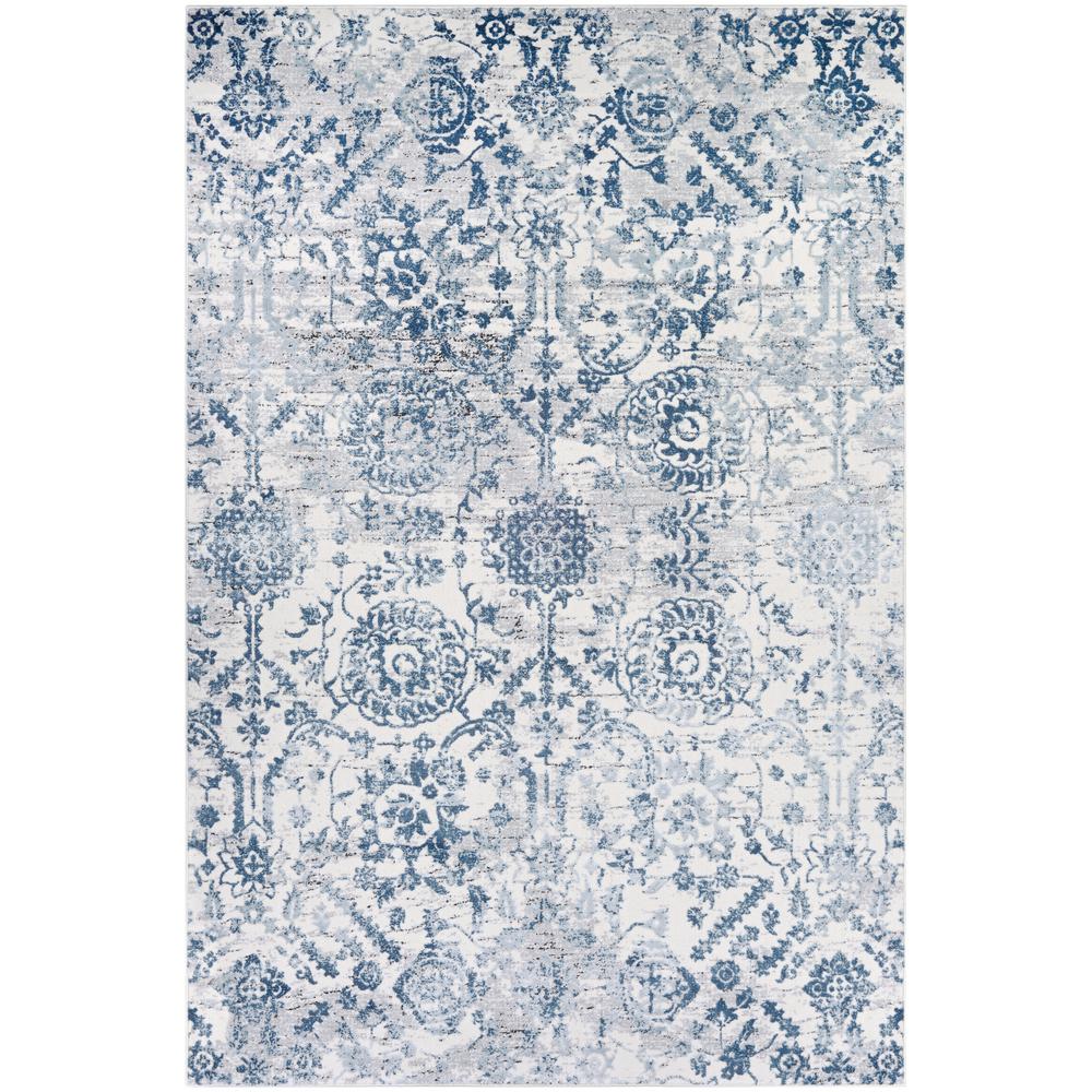 Couristan Calinda Marlowe Steel Blue Ivory 8 Ft X 11 Area Rug