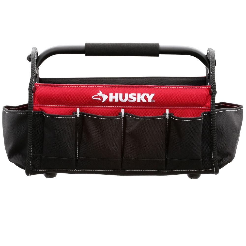 Husky Portable Heavy Duty 15 in. Tool Tote 10 Pockets Tool Bag