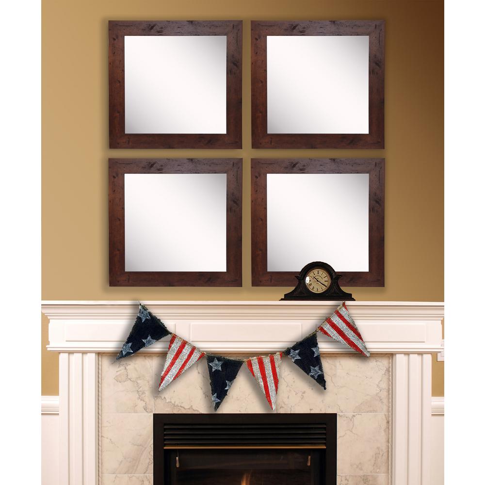 17 5 In X Rustic Dark Walnut Vanity Square Wall Mirrors Set Of 4