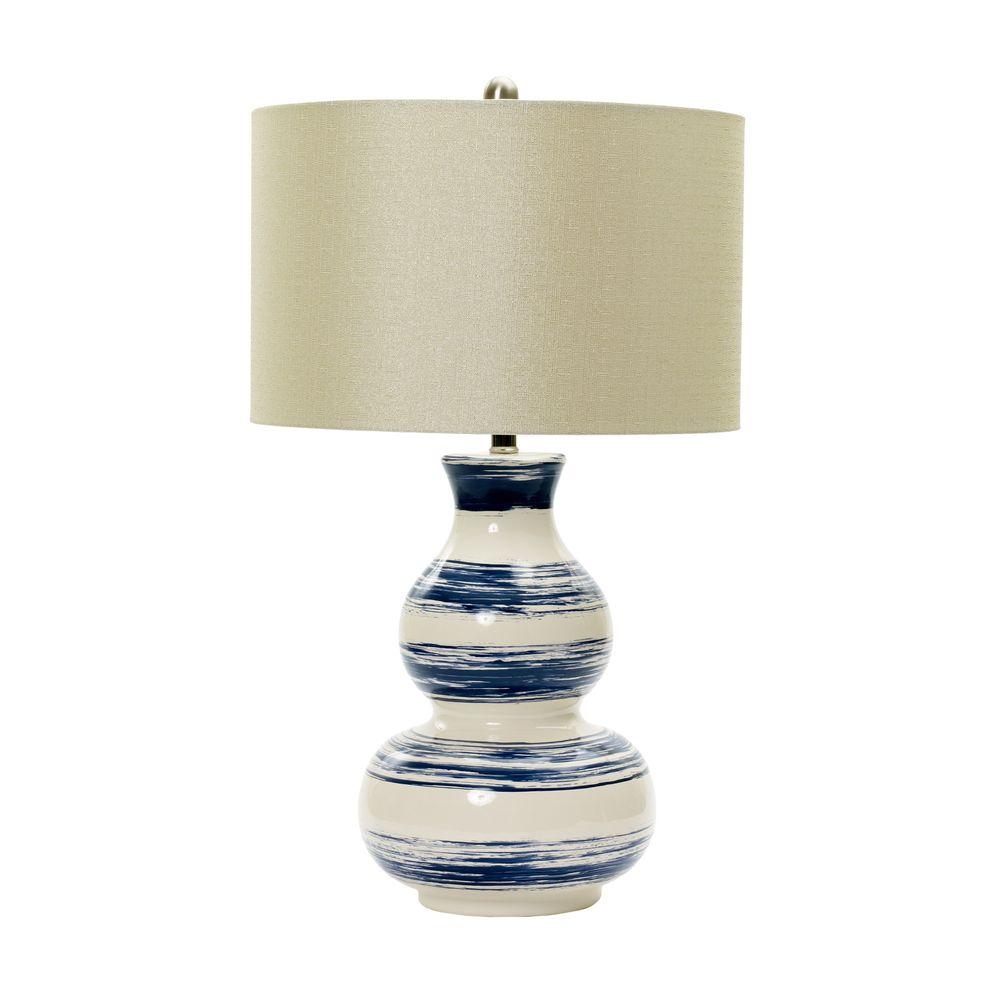 navy and white striped lamp shade