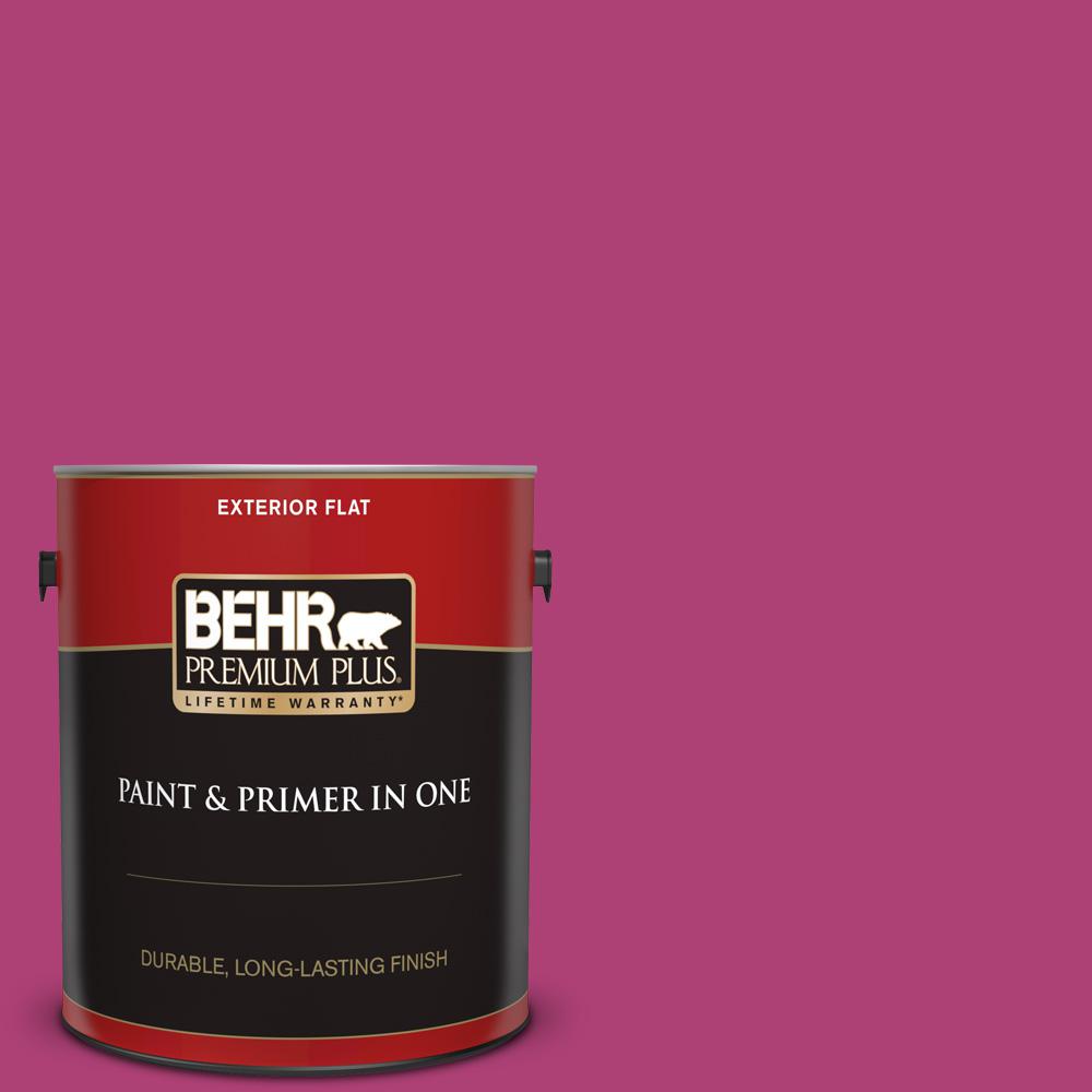 Behr Premium Plus 1 Gal 100b 7 Hot Pink Flat Exterior Paint And Primer In One