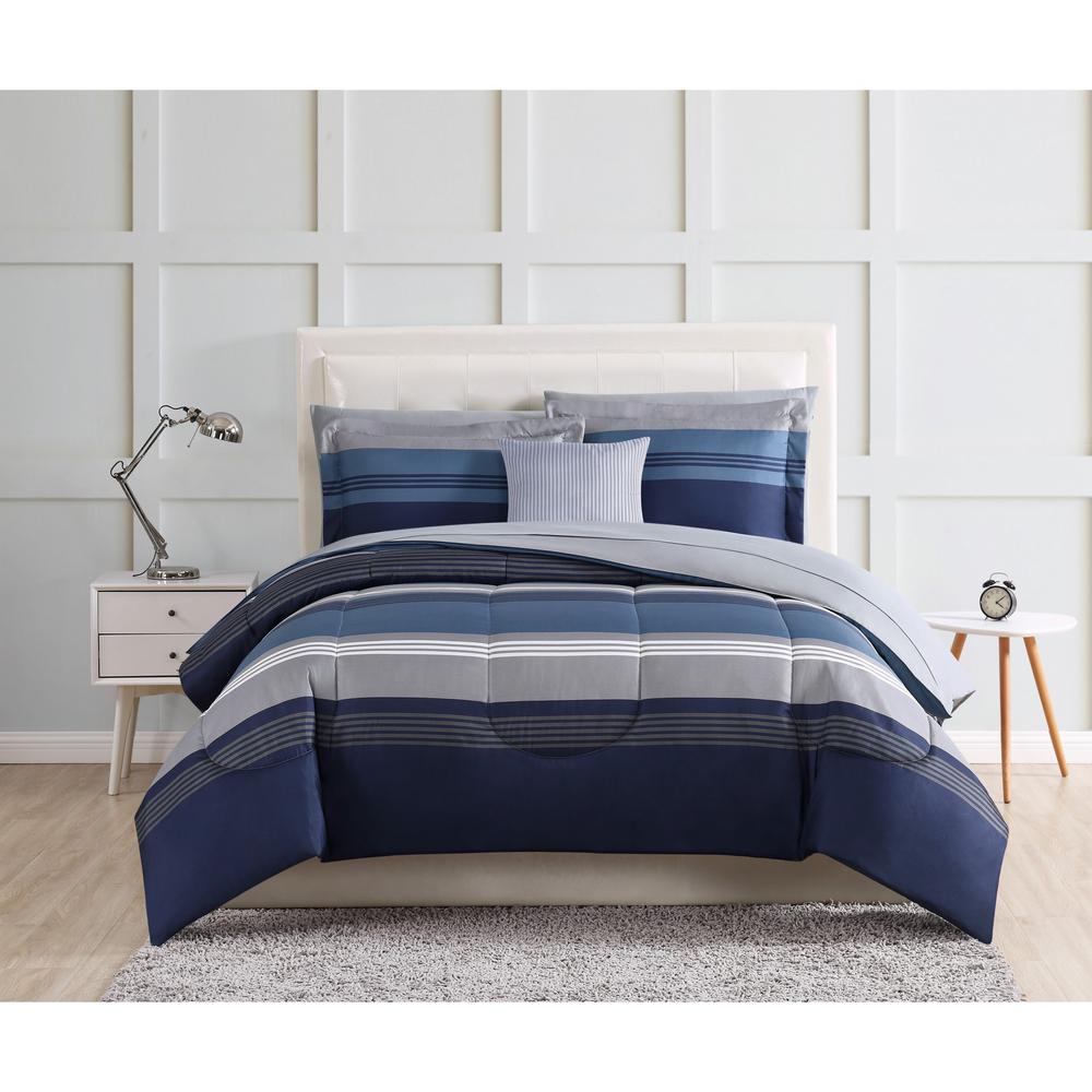 Comforters Sets Cotton Sheet Set 12 Pc Comforter Bed In A Bag Set W 500 Thread Ct Navy White Home Garden Leyendas Gob Pe