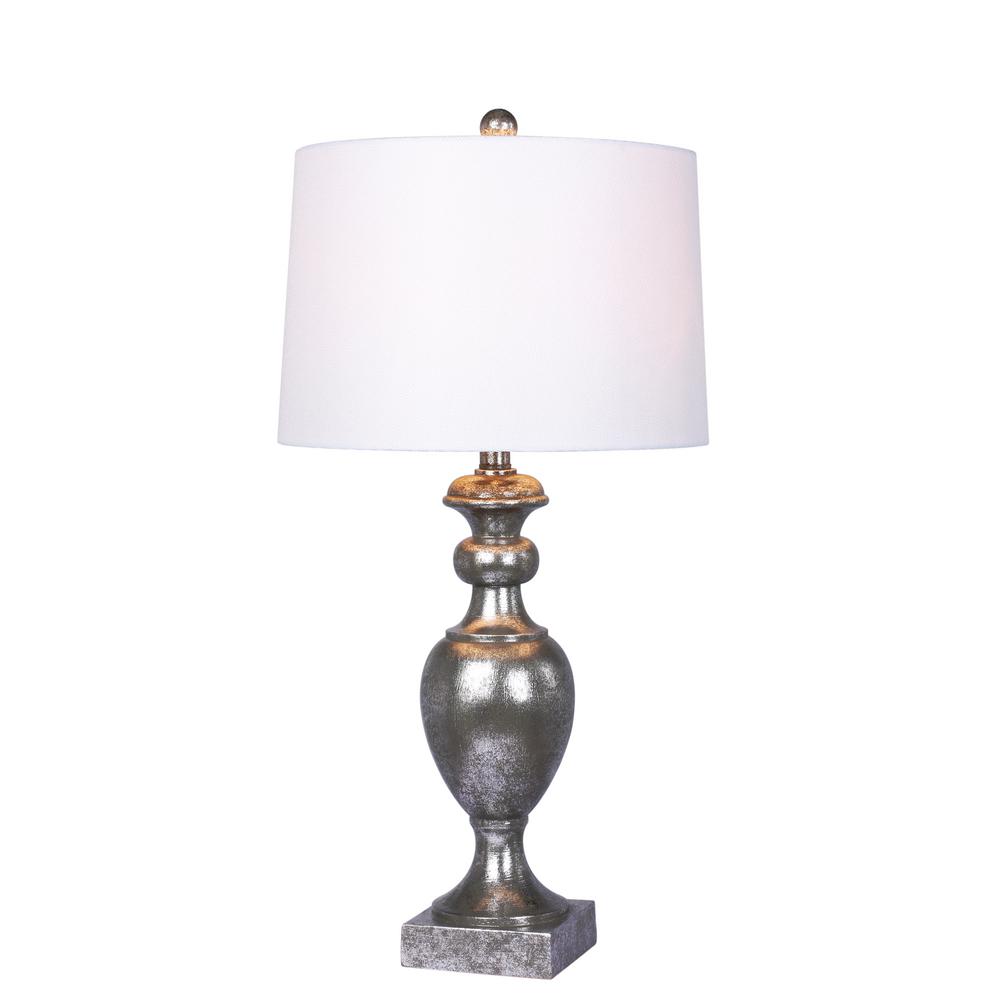 Fangio Lighting S 28 In Textured Resin Urn Table Lamp Antique Silver Leaf