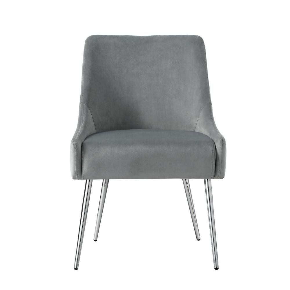 Inspired Home Capelli Light Grey Chrome Velvet Metal Leg Inspired Home Capelli Light Grey Chrome Velvet Metal Leg