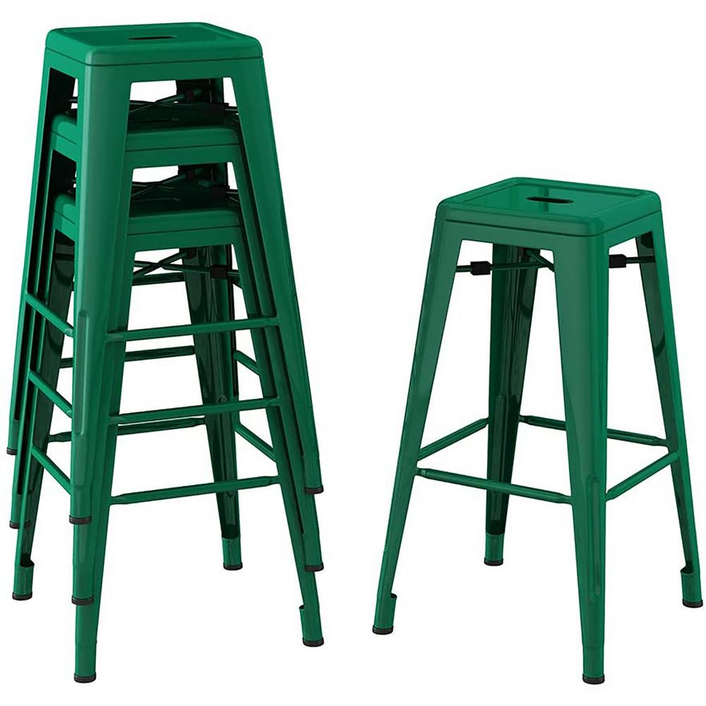 Boyel Living Black Metal Kitchen Dining Room Chairs Stackable High Back