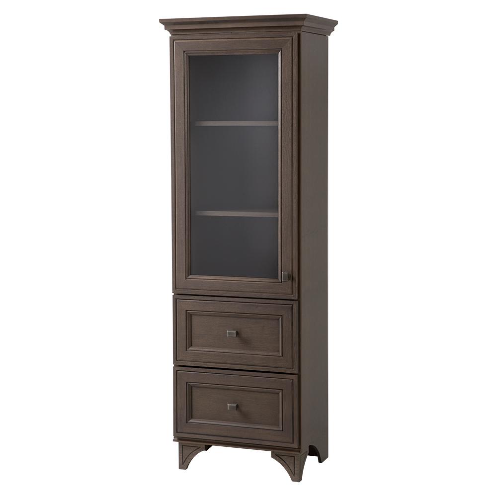 Home Decorators Collection Albright 24 In W X 70 In H X 16 In D Bathroom Linen Storage Floor Cabinet In Winter Gray 19flc2168 The Home Depot