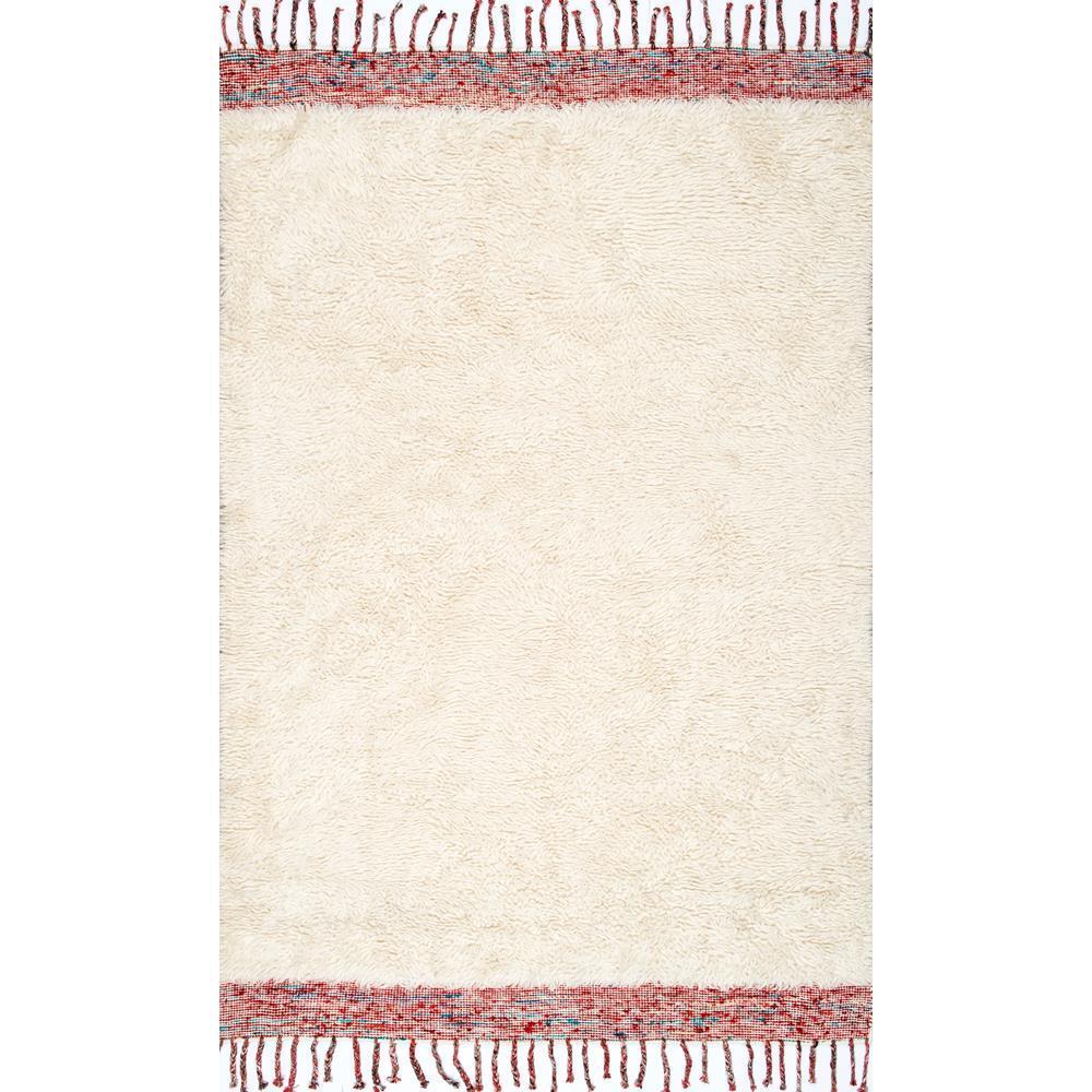 nuLOOM Solid Tassel Lane Shag Cream 5 ft. x 8 ft. Area RugGYKL06A508