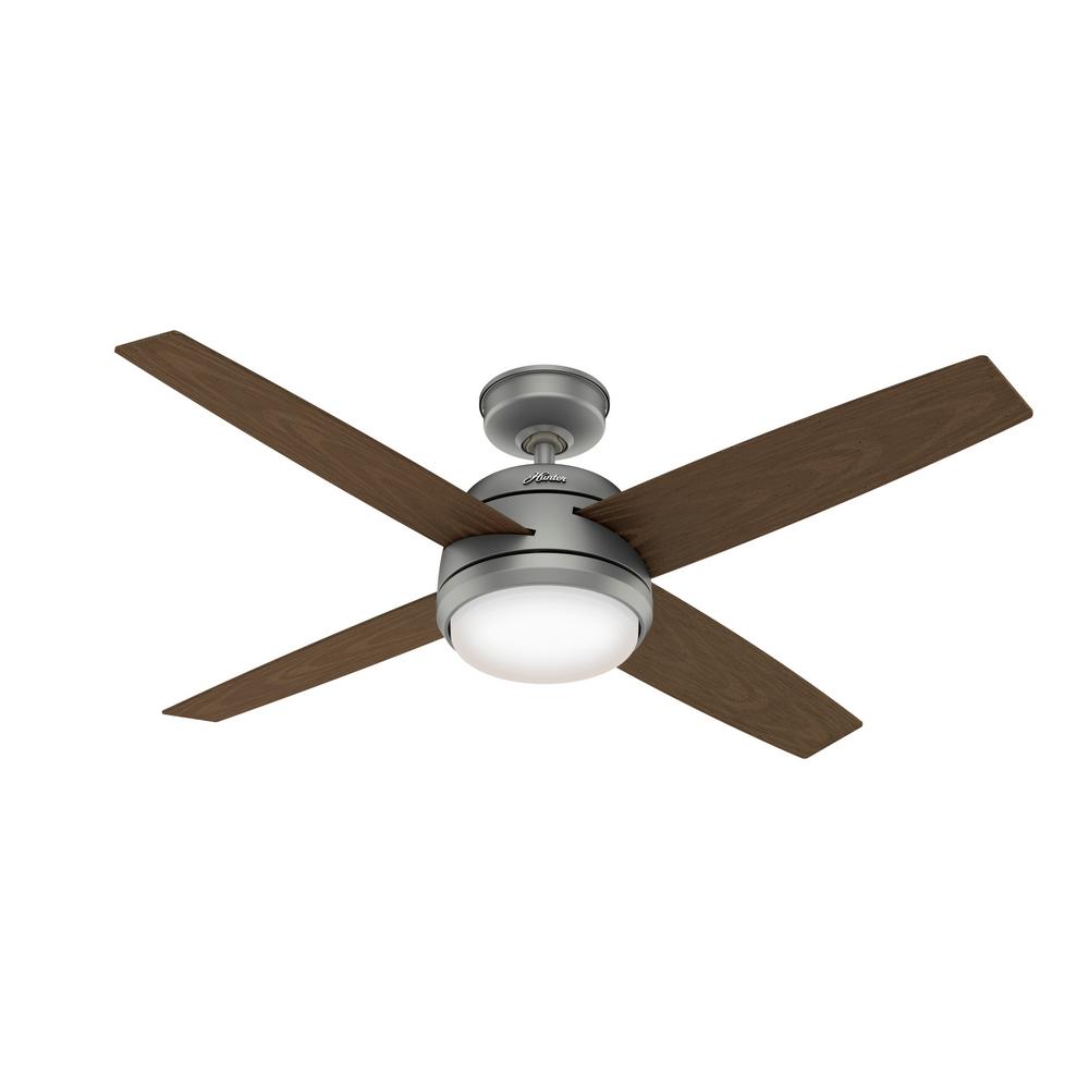 Hunter Visalia 52 in. Integrated LED Indoor/Outdoor Matte White Ceiling Fan with Light Kit and