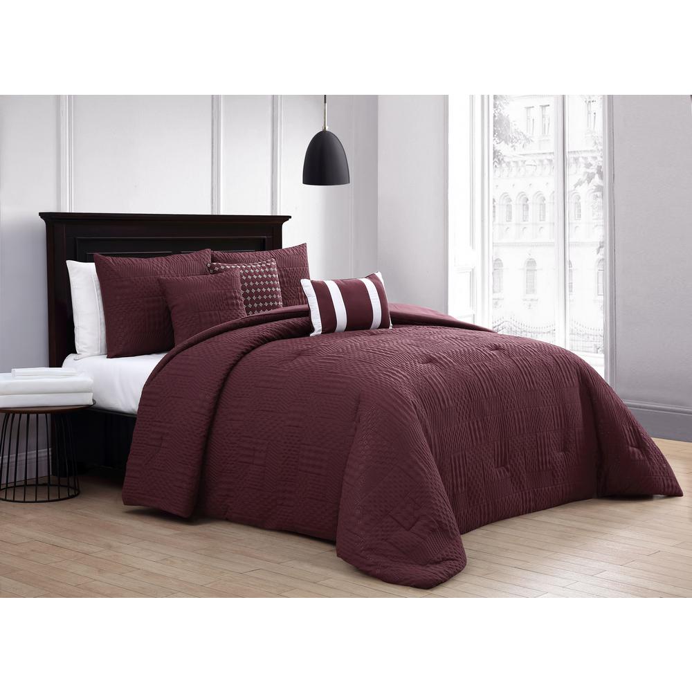 Addison House Yardley 10 Piece Embossed Burgundy King Comforter