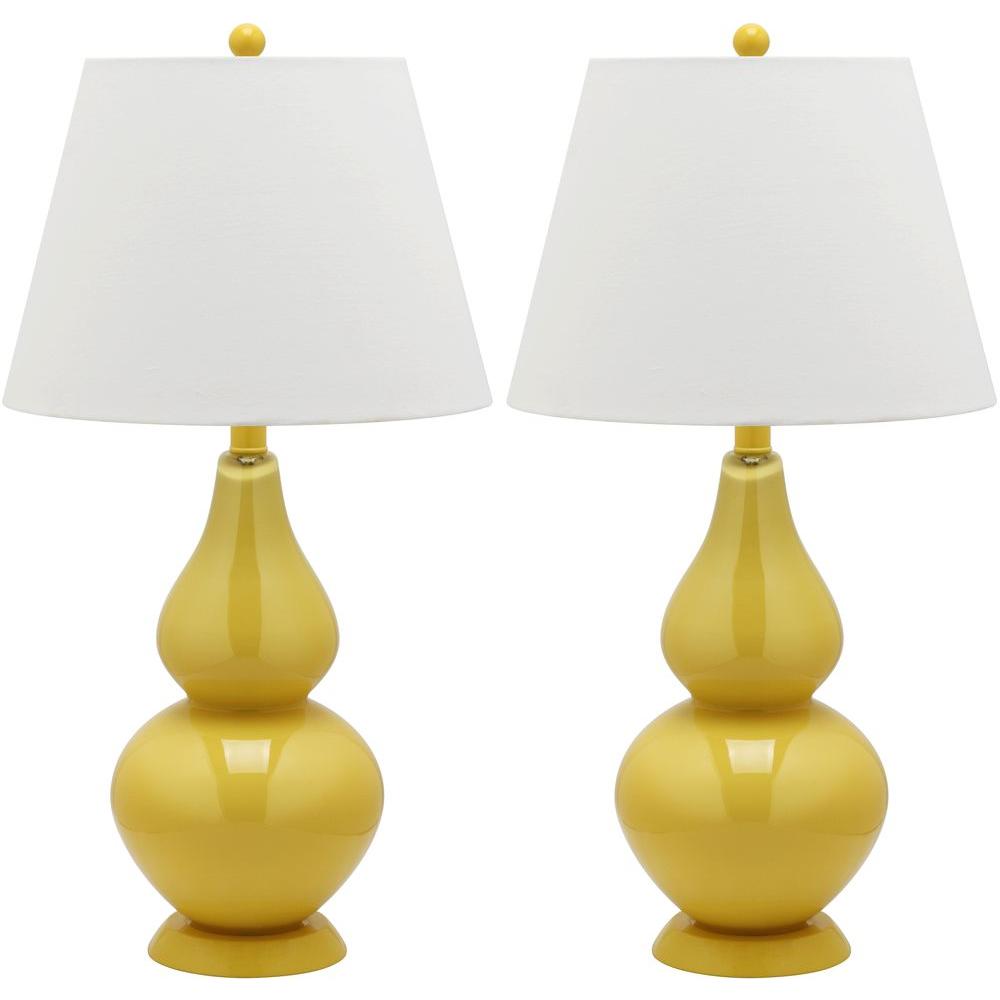 Safavieh Cybil 26 5 In Yellow Double Gourd Glass Lamp Set Of 2 Yellow Double Gourd Glass Lamp Set Of 2