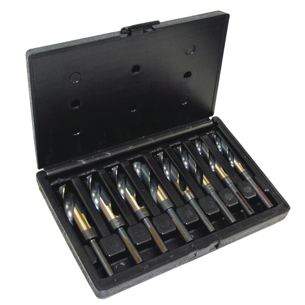 TiN Finish 118-Degree Radial Point Cle-Line C24365 General Purpose Jobber Length Drill High Speed Steel Straight Shank 8.00 mm Drill Diameter Pack of 6