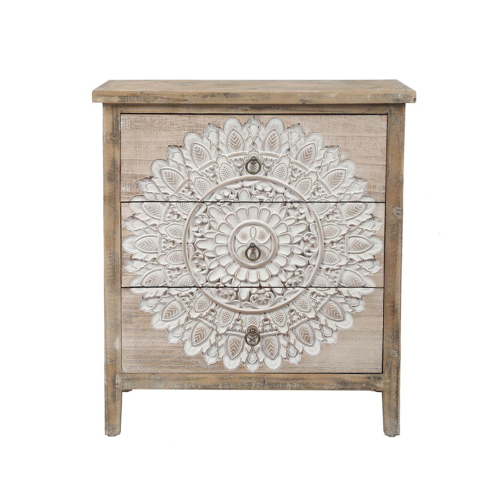 Luxen Home 3 Drawer Wood Medallion Chest Dresser 28 15 In H X 25 2 In W X 13 19 In D Whif1080 The Home Depot