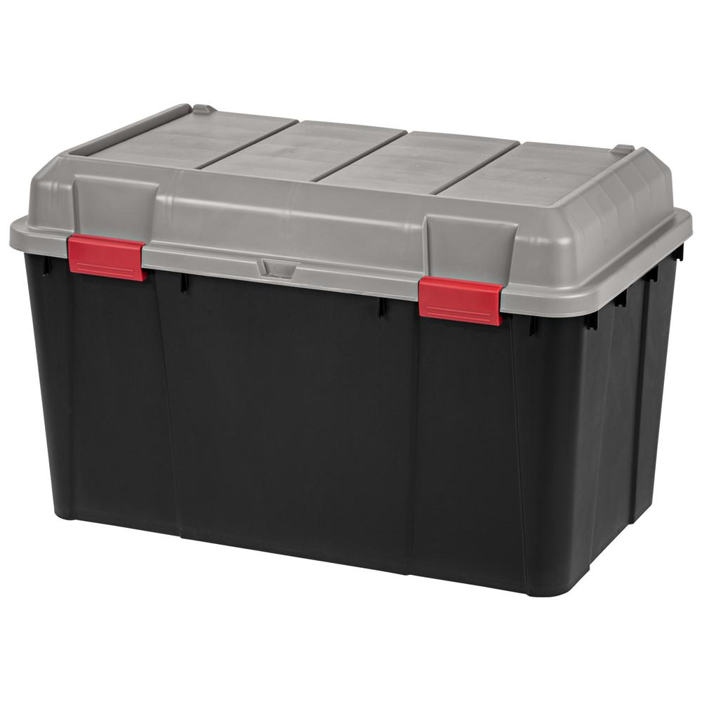 Storage Containers Organization The Home Depot 138 Qt Storage Tote In Black 3 Pack