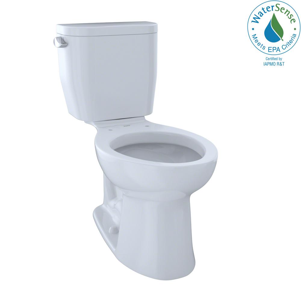 Toto Toilets Toilet Seats Bidets The Home Depot Entrada 2 Piece 1 28 Gpf Single Flush Elongated Toilet In Cotton White