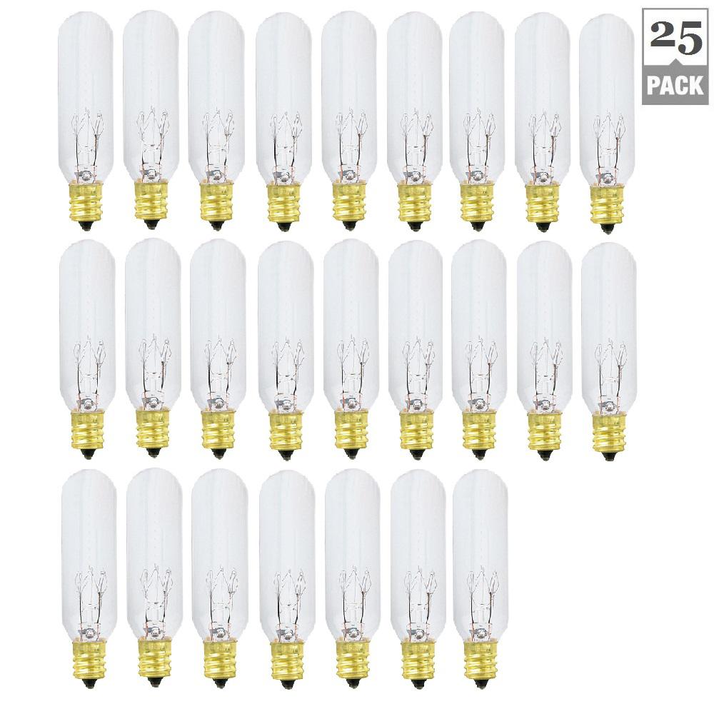 Triglow 15 Watt T6 E12 Candelabra Base Incandescent Light Bulb 25 15 Watt T6 E12 Candelabra Base Incandescent Light Bulb 25 Pack