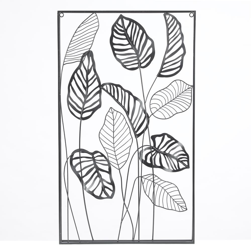 Luxen Home Metal Framed Vertical Leaf Wall Decor Wha804 The Home Depot