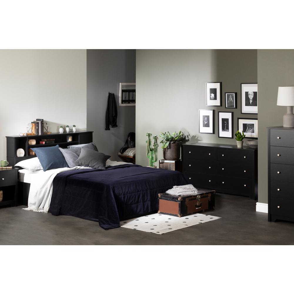 South Shore Vito 2 Drawer Queen Size Storage Bed In Pure Black