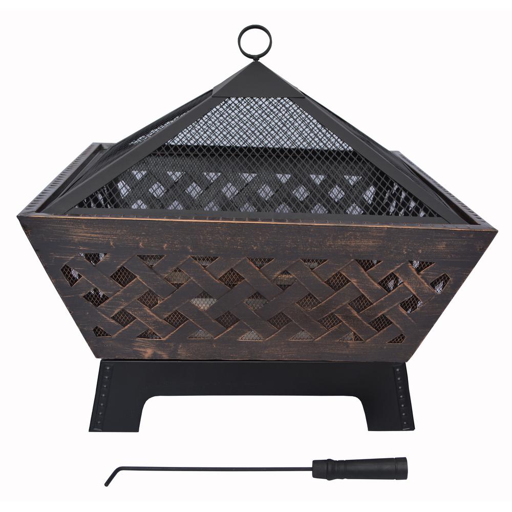 26 5 In W X 25 In H Square Steel Lattice Fire Pit Ds 35009 The