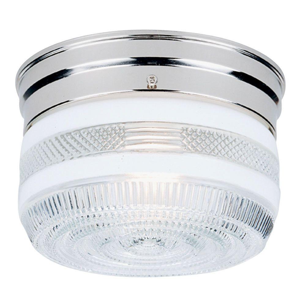 Westinghouse 2 Light Ceiling Fixture White Interior Flush Mount With Pull Chain And White And