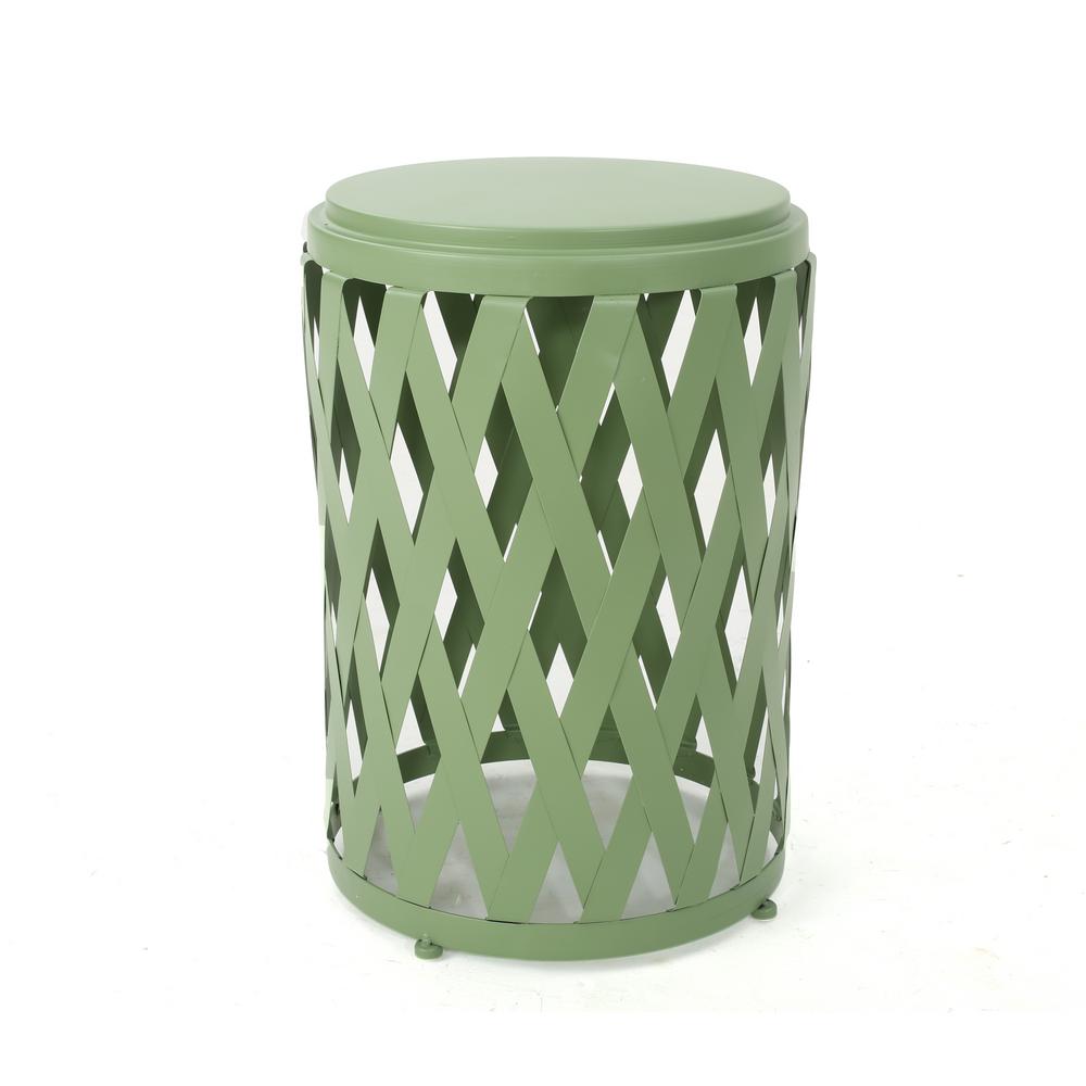 Matte Green Outdoor Side Tables Patio Tables The Home Depot