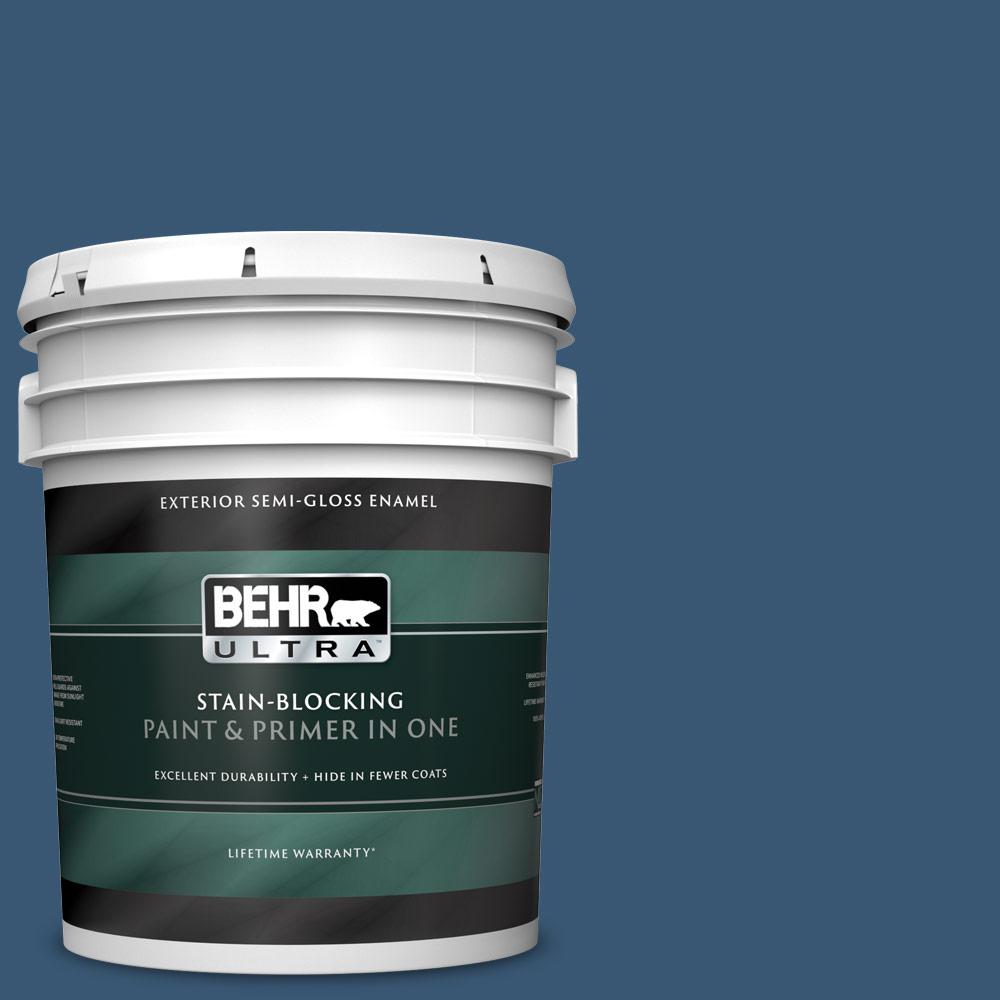 BEHR ULTRA 5 gal. M5006 Express Blue SemiGloss Enamel Exterior Paint