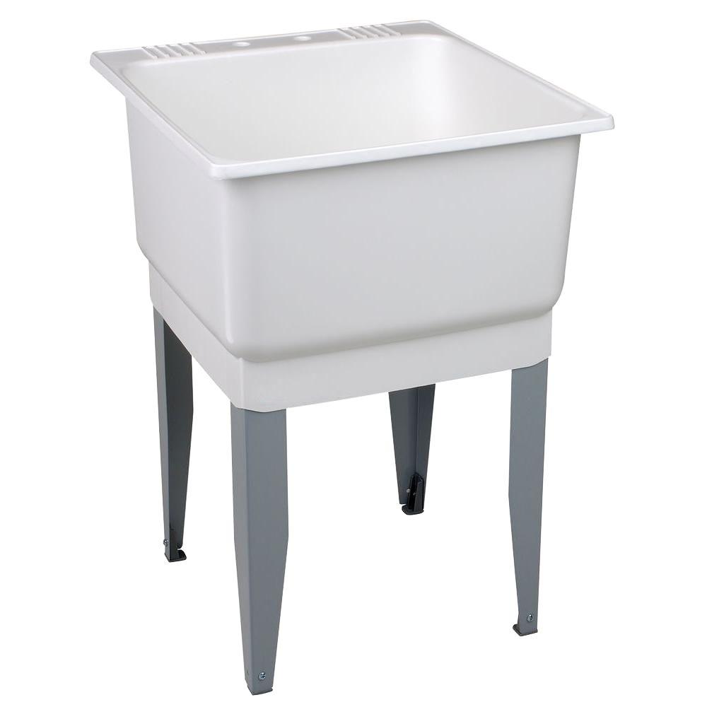 MUSTEE Utilatub 23 in. x 25 in. Polypropylene Floor Mount Laundry Tub ...