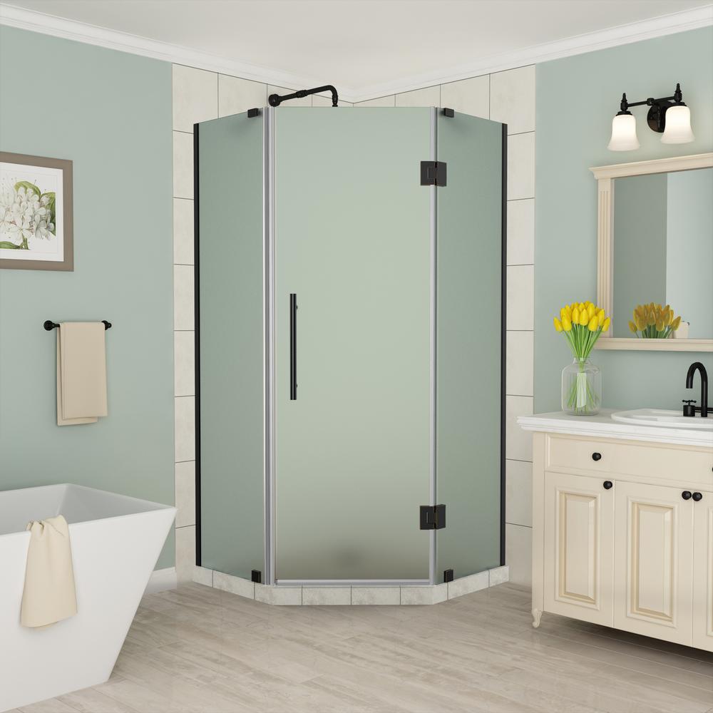 Aston Merrick 38 in. to 38.5 in. x 72 in. Frameless Hinged NeoAngle