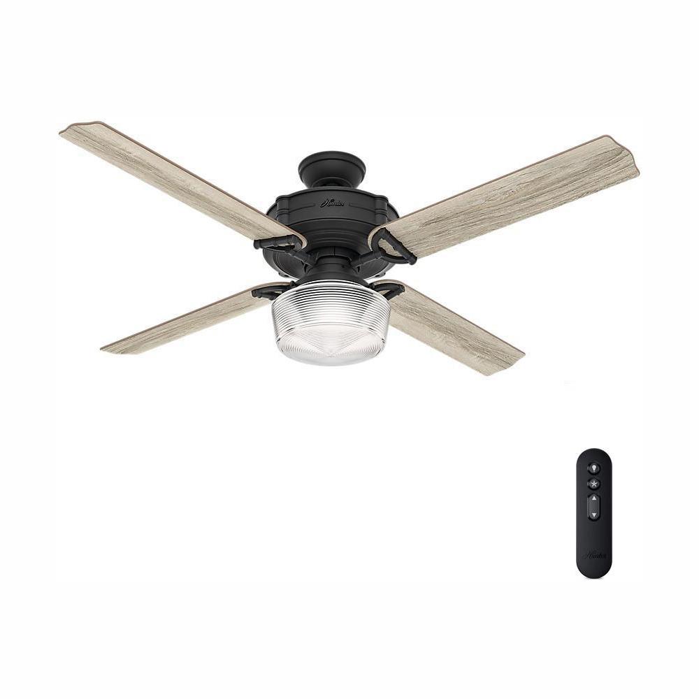 Hunter Brunswick 60 In Led Indoor Natural Iron Wi Fi Enabled Ceiling Fan With Globe Light Kit And Integrated Handheld Remote