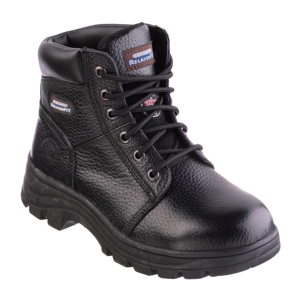 womens black leather work boots