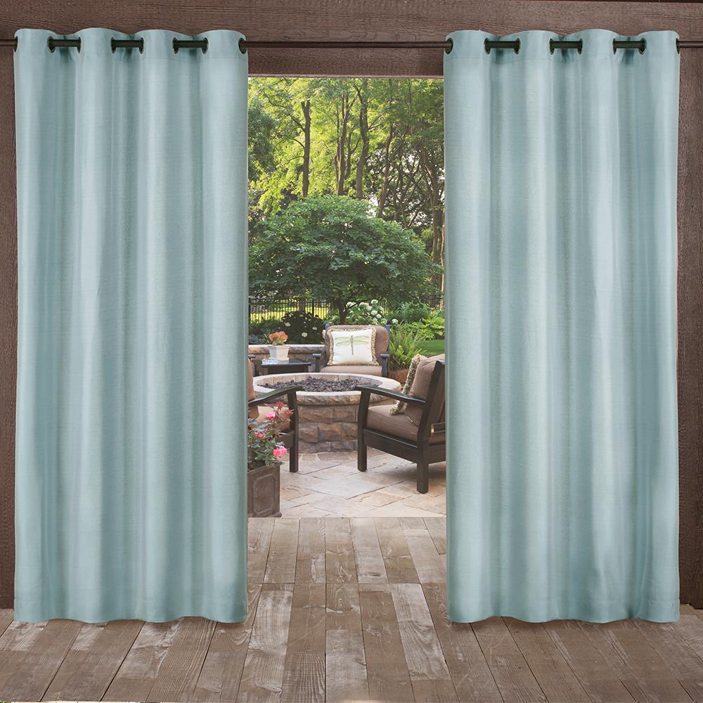 Biscayne 54 In W X 108 L Indoor Outdoor Grommet Top Curtain Panel Pool Blue 2 Panels