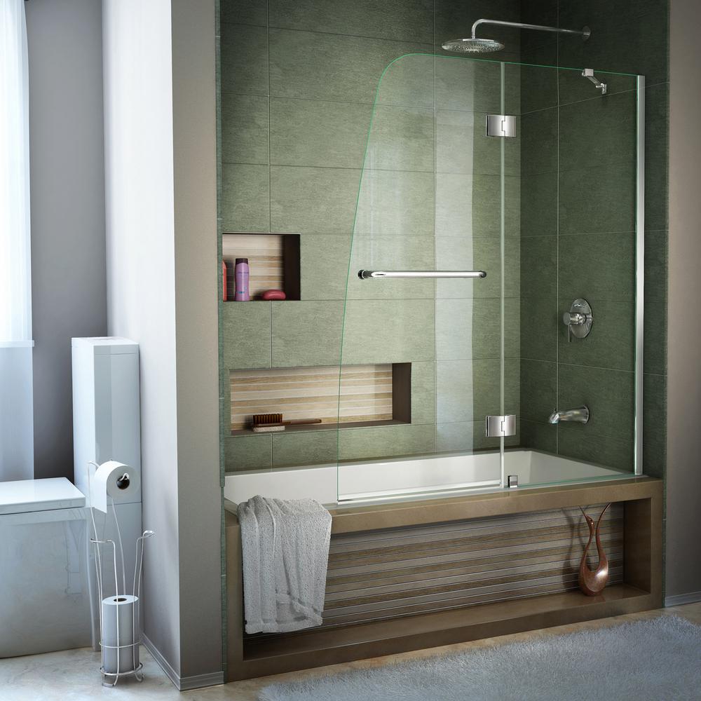 DreamLine Aqua 48 in. x 58 in. Semi-Frameless Pivot Tub and Shower Door