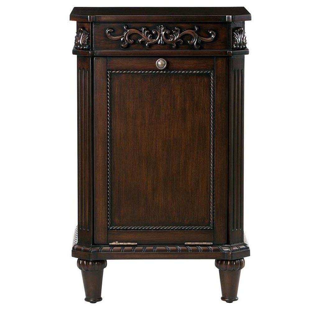 Hampers Laundry Room Storage The Home Depot W Pull Open Hamper In Antique Cherry