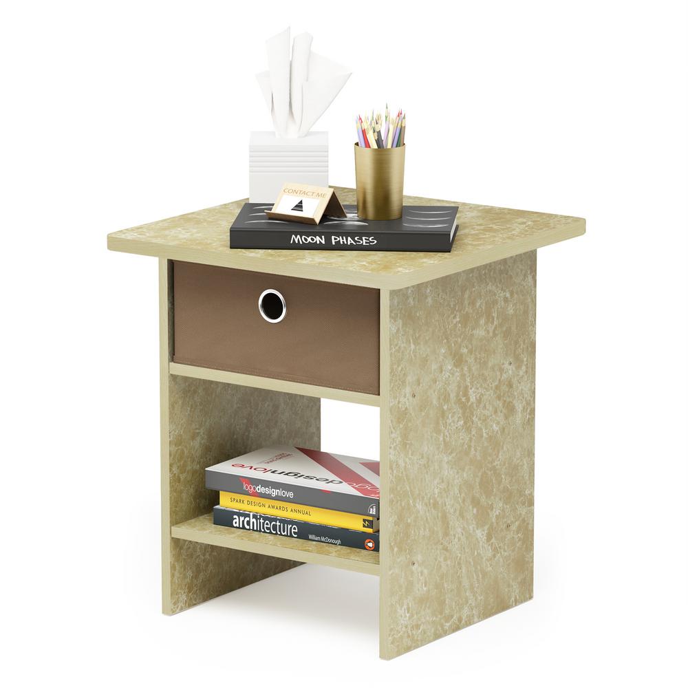 Furinno Home Living Brown Marble End Table Night Stand Furinno Home Living Brown Marble End Table Night Stand