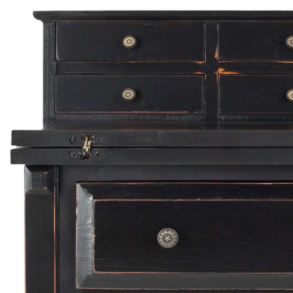 Safavieh 29 7 In Distressed Black Rectangular 7 Drawer Secretary