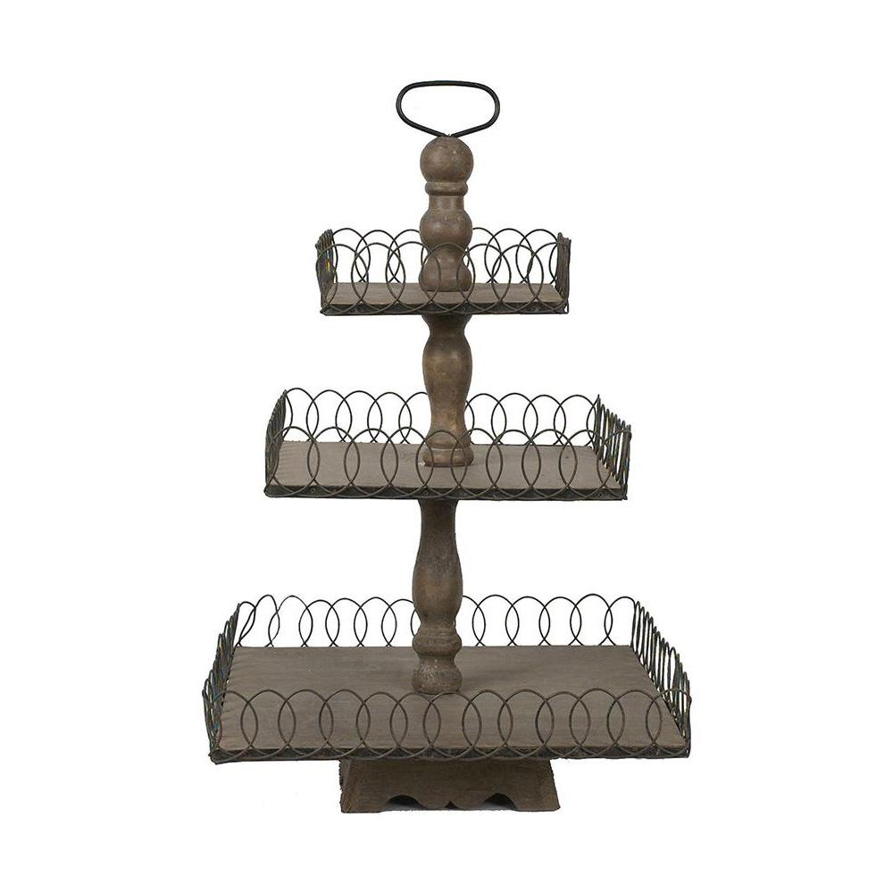 3r Studios Libby Grey Wash Wood And Metal 3 Tier Tray De1815 The 3r Studios Libby Grey Wash Wood And Metal 3 Tier Tray
