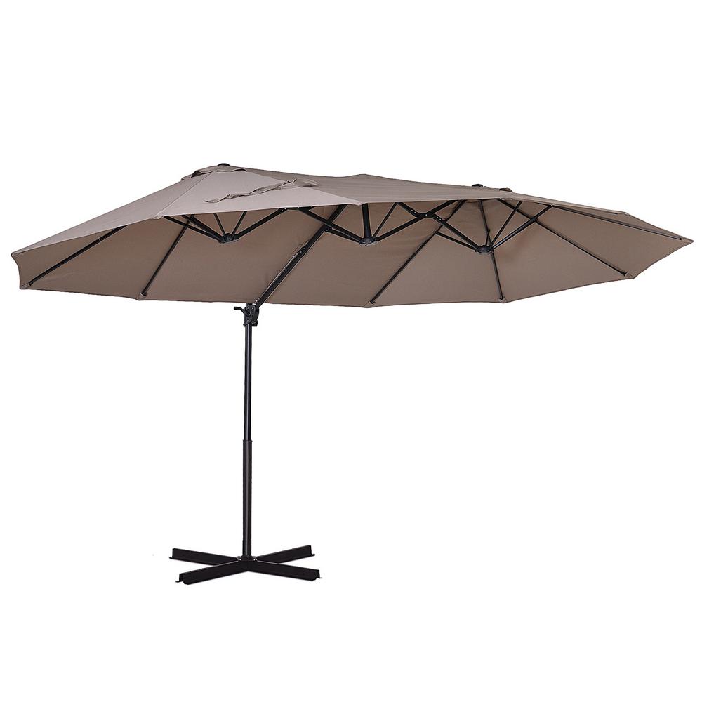 15 Ft Steel Patio Umbrellas Patio Furniture The Home Depot