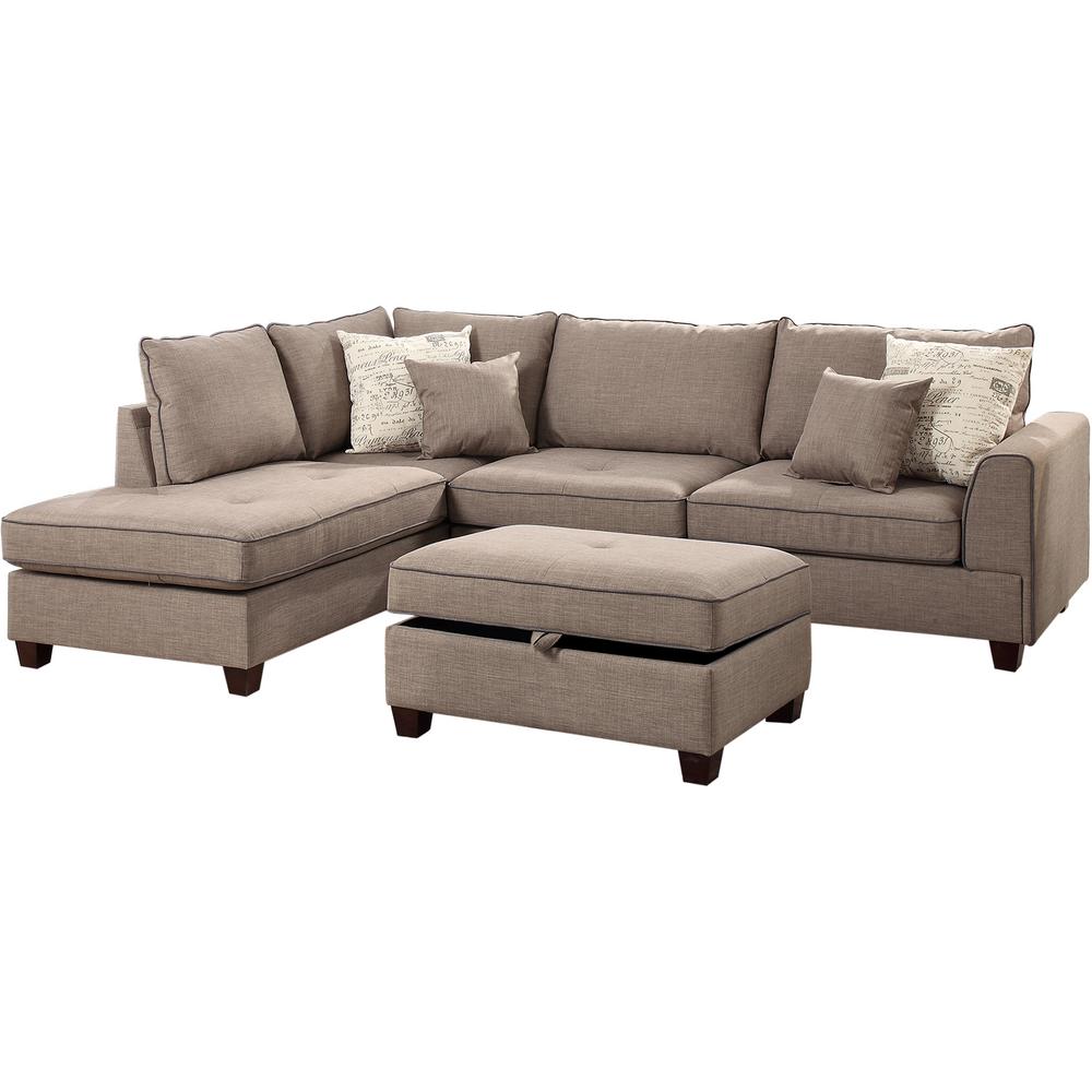 Venetian Worldwide Siena 3 Piece Sectional Sofa In Mocha