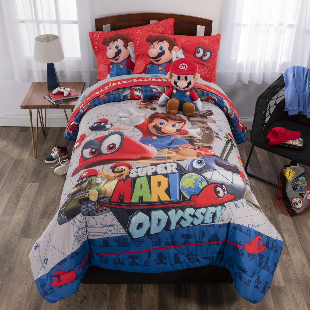 Super Mario Caps Off 6 Piece Multicolored Full Bed In A Bag Set