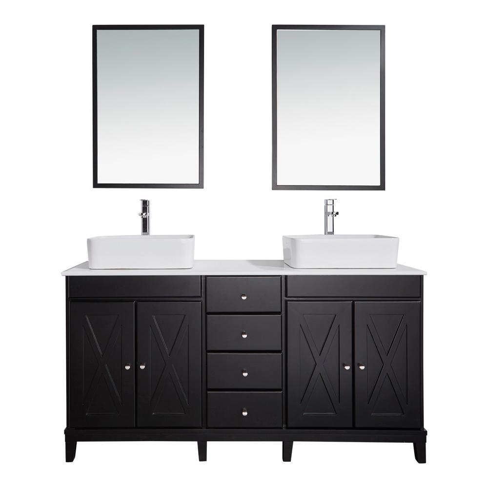 OVE Decors 60 in. W x 21 in. D Vanity in Espresso with Marble Vanity